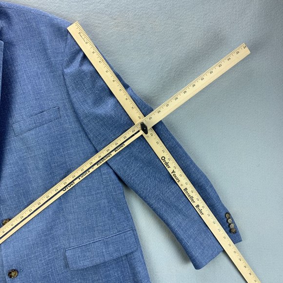 **SOLD**Ralph Lauren Blazer Mens 46L 46 Long Blue Wool Silk Linen Sport Coat - Picture 12 of 16